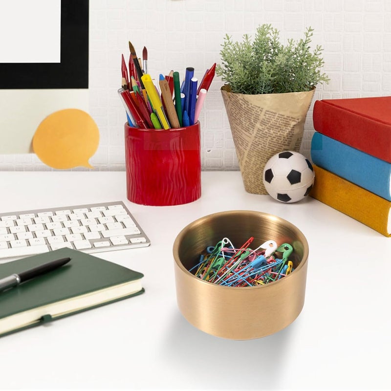 loghohu Paper Clip Holder Gold Paperclip Holders for Desk Metal Binder Clip Holder Bowls Paper Clip Dispenser Organizer for Holding Small Parts Office Accessories Space-Saving Desktop Organizer - Image 4